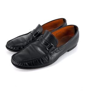SANTONI Horse Bit Loafer Moccasin Black Leather 9 D Santoni Slip On Bit Loafer with Gumlite Vibram Sole- 011461  main image 3